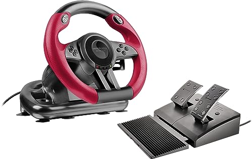 Speedlink TRAILBLAZER Racing Wheel – Gaming Lenkrad für PC, PS4, PS3, Xbox One, Xbox Series, Switch, PC Lenkrad mit Pedalen und Schaltung, Schaltwippen und Schaltknüppel, Force Feedback, schwarz-rot