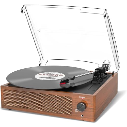 Plattenspieler mit Lautsprecher Schallplattenspieler Wireless LP Phonograph mit Eingebauten Stereo-Lautsprechern 3-Gang-Riemenantrieb Plattenspieler mit Lautsprechern Bluetooth Retro Gelb