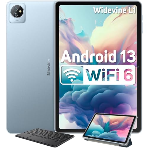 Blackview Tablet 10 Zoll Android 13, 8GB RAM+64GB ROM(2TB TF), Quad-Core, Tab70 WiFi 6 Tablet, 6580mAh Akku, Dual-Kamera 5MP, Widevine L1/3.5mm Klinke/Google Play/Typ-C/BT 5.0 Tablet PC