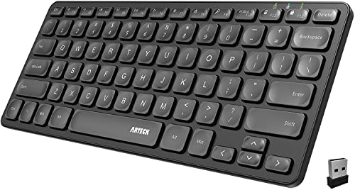 Arteck Kabellose Tastatur, Deutsches QWERTZ Layout wiederaufladbare USB Anschluss 2,4 GHz Kabellos Tastatur mit Multimedia-Tasten, Kompatibel mit PC, Computer, Notebook, Laptop, Windows 11, 10, 8