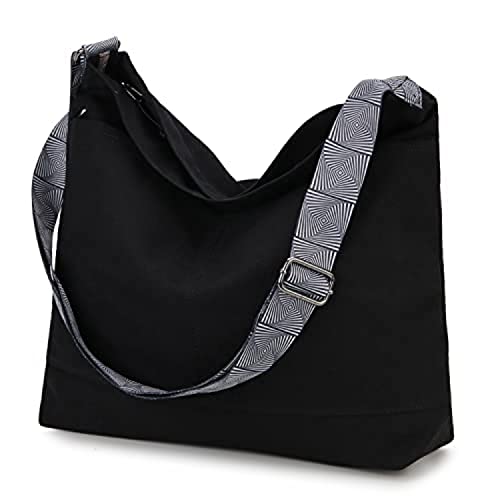 VX VONXURY Crossbody Tasche für Frauen, große Reißverschluss Leinwand Hobo Tasche mit verstellbarem Riemen Wiederverwendbare Lebensmitteltaschen für Schulreise Teen Mädchen