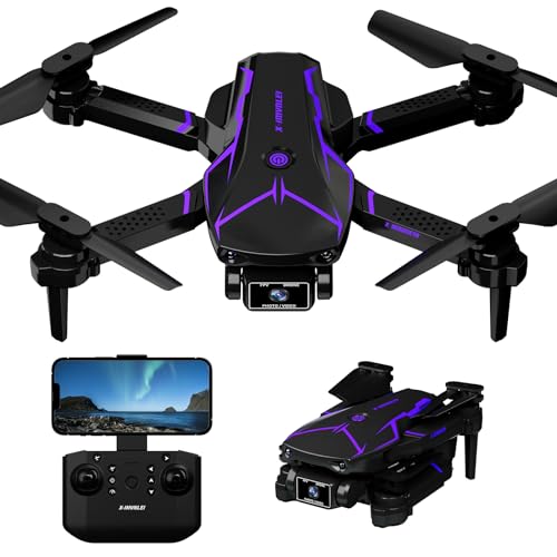 Mini Drohne mit Kamera HD 720P,X19 Kinderdrohne mit 2 Cameras,RC Quadcopter mit FPV WiFi Übertragung,Faltbar Drone mit Höhenhaltung für Erwachsene,3D Flip,Kopflosem Modus für Anfänger,2 Modulare Akkus