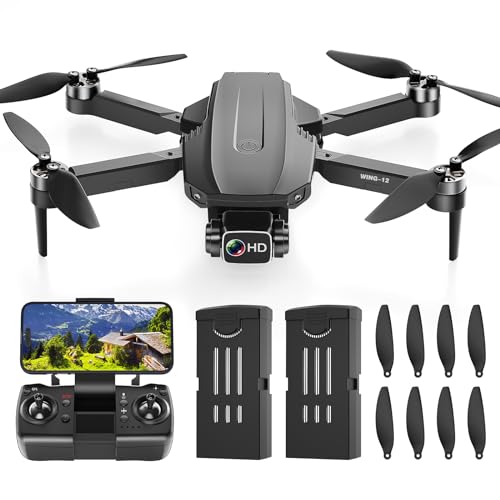 Wipkviey W12 GPS Drohne mit 4K Kamera für Erwachsene, Unter 250g, Bürstenloser Motor, Smart Return Home, Follow-Me, Wegpunkt Fly, 40 Minuten Langer Flug, Leichte und Faltbare Drohnen für Anfänger