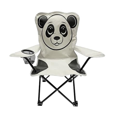 Kinder Anglersessel Hellgrau Campingstuhl Faltstuhl Anglerstuhl Motiv Panda mit Getränkehalter und Tasche