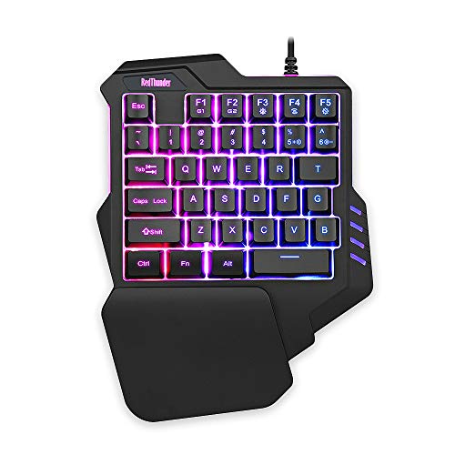 RedThunder One-Handed Gaming Keyboard with RGB Backlight and 35 Keys Portable Mini Ergonomic Game Controller for PC PS4 Xbox Gamer