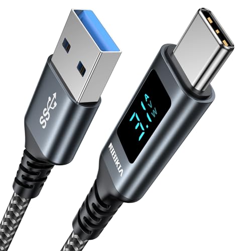 USB C Kabel 2M 3.1A Schnellladekabel USB C, QC 3.0 & USB 3.0 5Gbps Datenrate with LED Display, Kompatibel mit iPhone 15/15 Pro, MacBook Pro/Air, iPad Pro/Air, Samsung Galaxy S23 S22