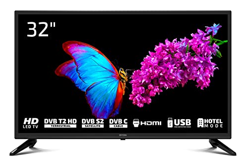 DYON Enter 32 Pro X2 80 cm (32 Zoll) Fernseher (Triple Tuner (DVB-C/-S2/-T2), Hotelmodus, USB-Media Play.) [Modelljahr 2022], Schwarz…