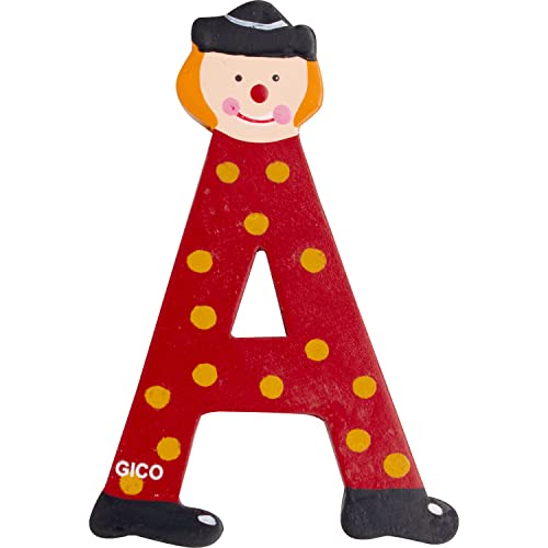 Holzbuchstaben Name Kinderzimmer groß Deko für die Tür, lustige Clowns, A-Z, Höhe ca. 9 cm, Holz Buchstabe 7361 (A)