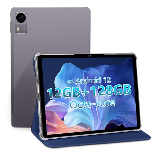 JIKOCXN 10 Zoll Tablet, Android 12 Tablet with 12GB RAM+128GB ROM (1TB TF), Octa Core Prozessor Tablet PC, 1280 x 800 FHD Bildschirm, 6000mAh, GPS, WLAN 6, 5MP+8MP Dual Kamera (Blau)
