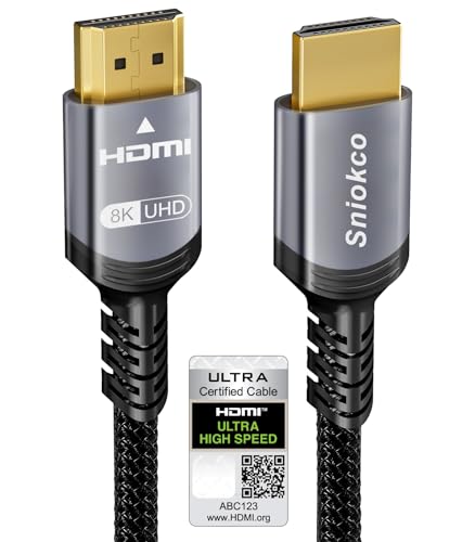 Sniokco 10K 8K 4K Zertifiziertes HDMI-Kabel 48Gbps 1.5Meter, Ultra High Speed HDMI® Kabel Aluminium 4K@120Hz 10K 8K@60Hz, DTS:X, HDCP 2.2 & 2.3, eARC HDR 10 Kompatibel mit PS5/Blu-ray/Roku TV
