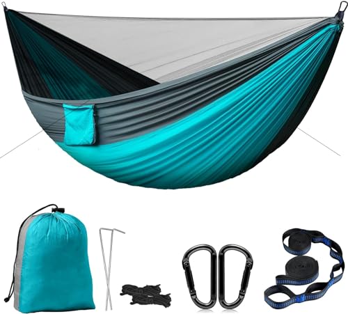 PHYSEN Hängematte mit Moskitonetz Hängematte Outdoor, 300kg Traglast Doppelhängematte, 290x140cm UltraLight Hammock Reisehängematte für 2 Personen, für Camping Garten Survival Wander Strände