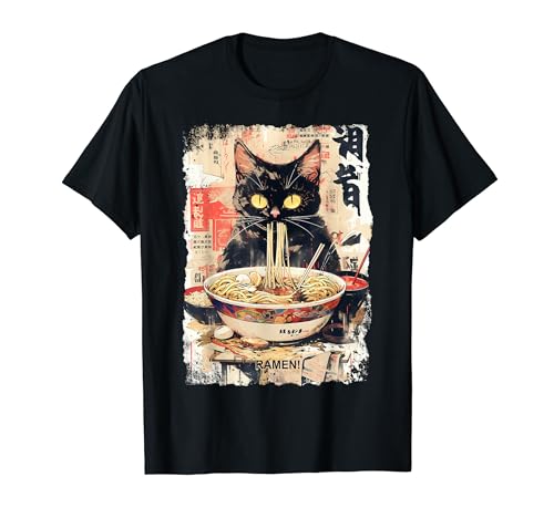 Cat Ramen Nudel Japanische Anime Manga Ramen Kawaii Katze T-Shirt
