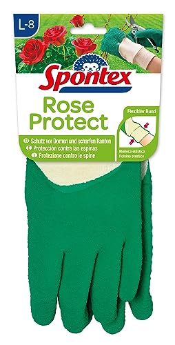 Spontex Rose Protect Gartenhandschuhe, extra robust für Dornen und Hecken, mit Naturlatexbeschichtung, Größe L, 1 Paar