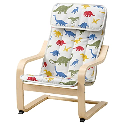 IKEA POANG Kindersessel Birkenfurnier / Medskog Dinosaurier Muster