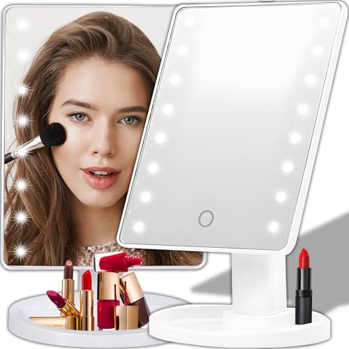 Retoo Drehbar Kosmetikspiegel LED mit Beleuchtung, Makeup Spiegel, Schminkspiegel für Zuhause und Unterwegs, Kosmetik Spiegel für Schminken & Rasieren, Make-up-Spiegel, Make up Standspiegel