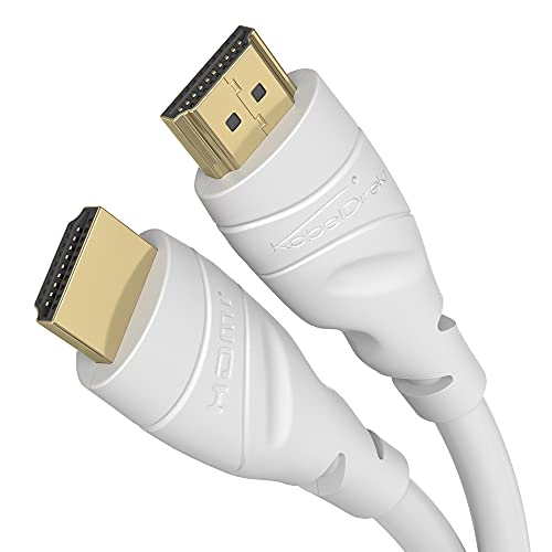 KabelDirekt – 4K HDMI-Kabel – 5 m – 4K@60Hz (Extra-Kupfer für bis zu 18 Gbit/s und Ultra HD/4K – kompatibel mit HDMI 2.0, High Speed mit Ethernet, Blu-ray/PS5/Xbox Series X/Switch, weiß)
