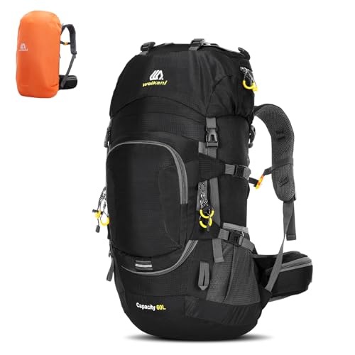 Lixada Wanderrucksack, 50 l, mit Schutzhülle, wasserdicht, ultraleicht, für Bergsteigen, Klettern, Trekking, Sport, Reisen, Camping