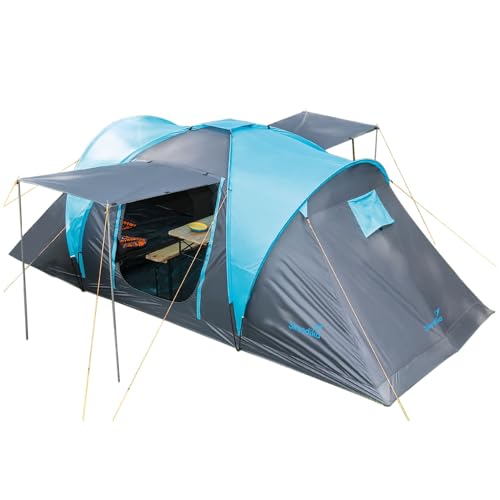 Skandika Kuppelzelt Hammerfest Protect für 4 Personen | Campingzelt mit eingenähtem Zeltboden, 2 m Stehhöhe, 2 Schlafkabinen, 2 Eingänge, Moskitonetze, 3000 mm Wassersäule, Zelt zum Campen