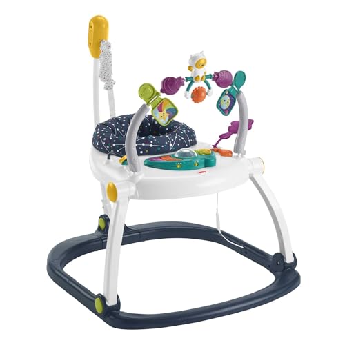 Fisher-Price HBG73 - Kätzchen Astronaut Jumperoo, Aktivitätscenter zum Thema Weltall für Kleinkinder mit verstellbarem Sitz zum Hopsen, mit Lichtern, Musik und interaktiven Spielzeugen