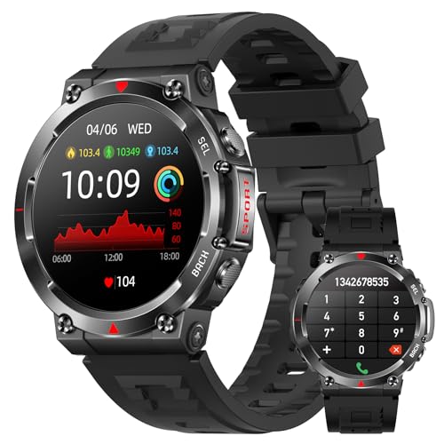 IMFRCHCS Smartwatch Herren, Smart Watch mit Telefonfunktion 1.39' Zoll Touchscreen Fitness Tracker, Wasserdicht Fitnessuhr mit Schrittzähler Pulsmesser, 147 Sportmodi Fitness Sportuhr für Android iOS