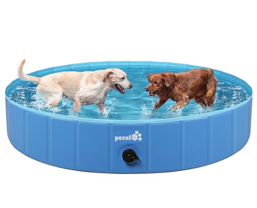 Pecute Hundepool Schwimmbad für Hunde und Katzen, Swimmingpool Hund Planschbecken Hundebadewanne, Faltbarer Pool für Kinder und Hund Katze, XXL Blau (180 * 30cm,600L)