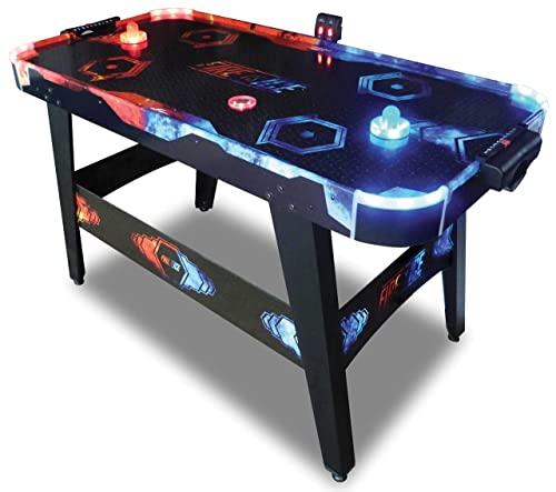 Carromco Airhockey Tisch Fire & Ice - Air hockey Spieltisch mit LED Lichteffekten - mit belüftetem Spielfeld, beleuchteten Pucks und elektronischem Punktezähler - Gewicht 18 kg, Uni