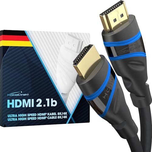 KabelDirekt – 8K & 4K HDMI Kabel, HDMI 2.1b, zertifiziert von HDMI – 3 m (48G, Ultra High Speed HDMI 2.1, 10K & 8K@60Hz & 4K@144Hz, HDCP2.3, für PC/PS5/Xbox, Monitor/TV/Beamer, schwarz)