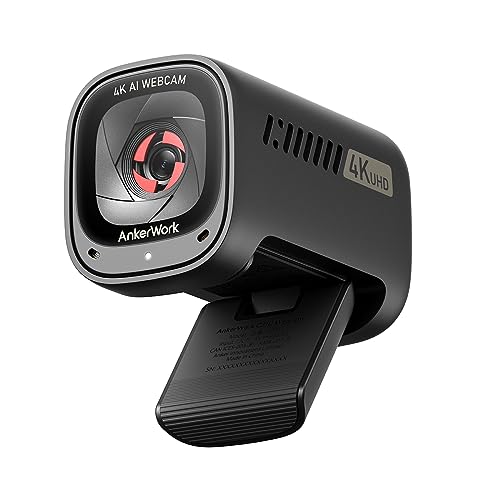 AnkerWork C310 Webcam, 4K Webcam, 12MP, 1080p@60FPS HDR, KI-Autofokus, KI-Framing, Mikros mit KI-Geräuschunterdrückung, Datenschutzabdeckung & einstellbares FOV, für Videochat & Livestreams