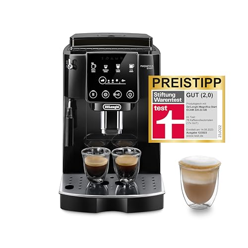 De'Longhi Magnifica Start ECAM222.20.B, Kaffeevollautomat mit Milchaufschäumdüse, für Cappuccino, mit Espresso-Direktwahltase und 2x Espresso Funktion, 13-stufiges Kegelmahlwerk, 1450 W, Schwarz