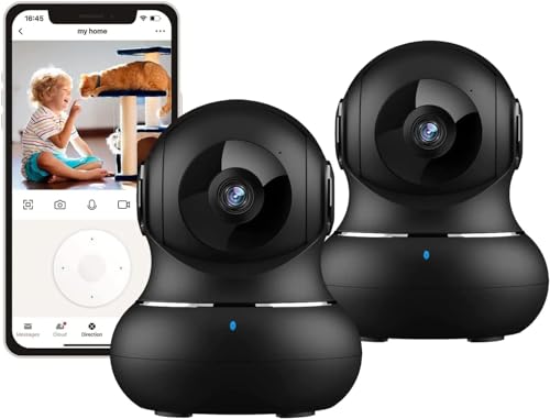 Little elf Überwachungskamera 2 Stück, Litokam 2K Babyphone mit Kamera mit Bewegungserkennung, Nachtsicht, 2-Wege-Audio, Kamera Überwachung Innen für Hunde, Haustierkamera mit App, WLAN Kamera, Alexa