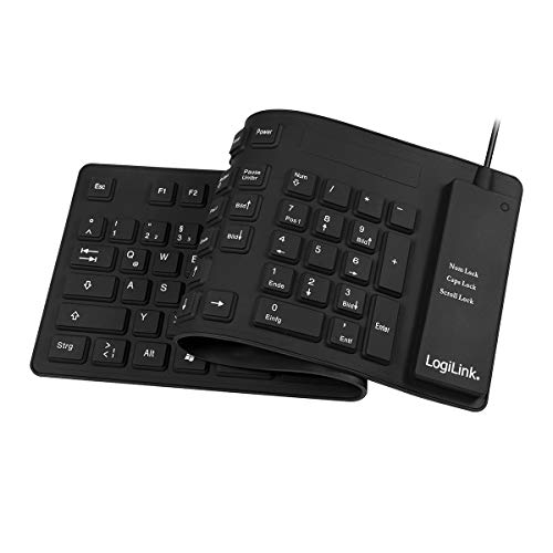 LogiLink ID0019A - flexible & wasserfeste Tastatur (QWERTZ) 109 Tasten, mit USB-PS/2 Adapter, Farbe: Schwarz