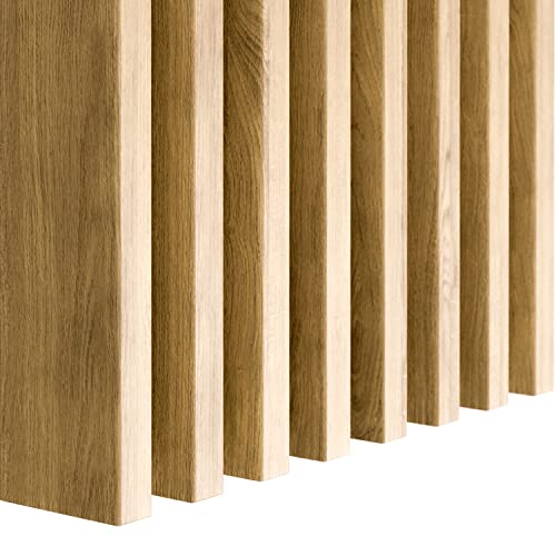 KLEMP Freistehende Lamellenwand aus MDF 22x70 mm, vertikale oder horizontale Decken- oder Wandverkleidung, Holzpaneele für Wand und Decke, für Flur, Wohnzimmer, 10 Stück LA703 Natur Eiche