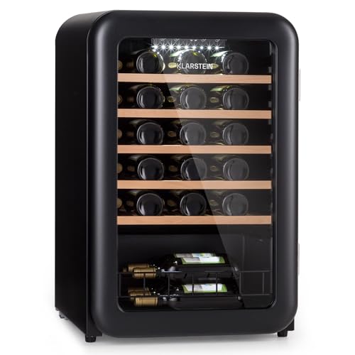 Klarstein Weinkühlschrank 1 Zone, 115L Einbau-Getränkekühlschrank Klein mit Touch-Panel, Kleiner Weinschrank, Wein-Kühlschrank Klein mit Glastür & LED, Flaschenkühlschrank 4-22°C, 49 Flaschen