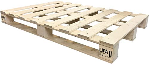 LIPA Bett Palettenbett 140 x 200 cm Massivholzbett Holzbett 140cm Holz Bettgestell (140x200)