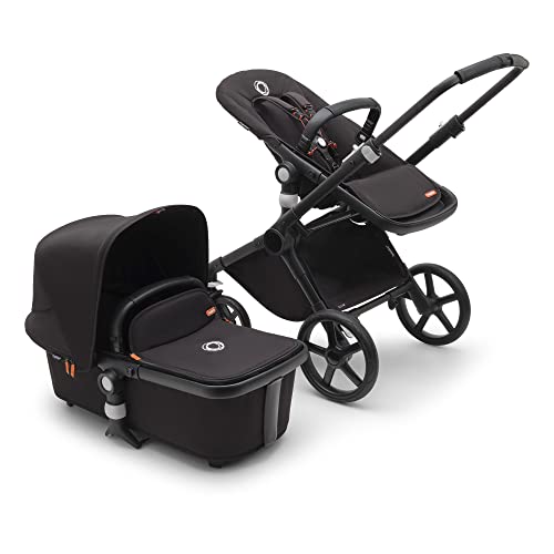 Bugaboo Fox Cub Kinderwagen für jedes Gelände, leichter und stabiler Kinderwagen, strapazierfähiges Design und extragroßes Sonnendach, einteilig und selbststehend faltbar, Schwarz