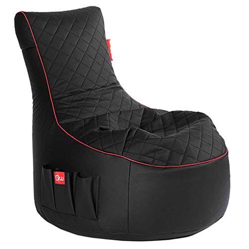 Gamewarez Crimson Hurricane Sitzsack – Gaming-Sitzsack mit Rückenlehne zum Zocken, ideal für PS4 / PS5, Nintendo Switch & Xbox Spieler, mit Seitentasche, Kunstleder, Made in Germany, schwarz-rot