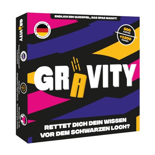 Gravity - Gesellschaftsspiel - Strategie und Wissensspiel - Quizspiel für Allgemeinwissen mit Freunden und Familie - Brettspiel für Erwachsene - 2 bis 8 Spieler