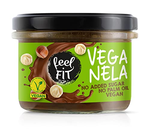 Feel FIT VEGANELA Kakao-Haselnuss-Aufstrich, ohne Zuckerzusatz, ohne Palmöl & vegan 200 g