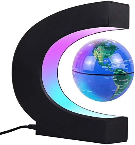 JOWHOL Magnetisch Schwebender Globus mit LED-Licht Automatischer Drehung Beleuchtet Globus Kinder Männer Heim büro Dekoration