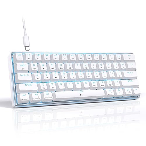 KEMOVE 60% Mechanical Keyboard, K61SE Wired Gaming Keyboard with Red Switches, Anti-Ghosting PBT-Tastenkappen LED Backlit Ultra-Compact 61 Keys Mini Keyboard, QWERTY US Layout(Weiß)