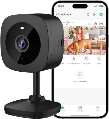 javiscam Überwachungskamera innen,WiFi Babyphone mit Kamera,2K Kamera überwachung innen,Nachtsicht,Bewegungserkennung,Zwei-Wege Audio,Mini Kamera für Haustier