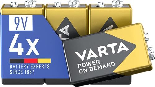 VARTA Batterien 9V Blockbatterien, 4 Stück, Power on Demand, Alkaline, Vorratspack, smart, flexibel, leistungsstark, ideal für Rauchmelder, Brand- & Feuermelder [Exklusiv bei Amazon]