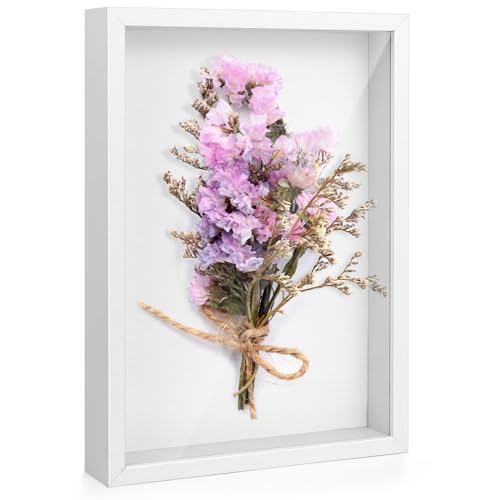 Piaxle 3D Bilderrahmen zum Befüllen 20x29 cm Tiefer Bilderrahmen A4 3D Objektrahmen Rahmen für Fotos Blumen Souvenirs und DIY Kunsthandwerk - Weiß