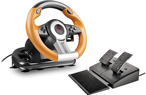 Speedlink DRIFT O.Z. Racing Wheel - USB Gaming Lenkrad für PC/Computer, PC Lenkrad mit Pedalen und Schaltung, Schaltwippen und Schaltknüppel, Force Feedback, schwarz-orange