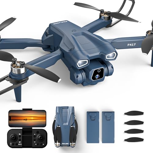 F417 Drohne mit Kamera 4K,135° Verstellbares Camera Drone mit Bürstenloser Motor,RC Faltbare FPV kinderDrohne,5GHz WiFi Übertragung Drones für Anfänger,Headless Mode,3D Flip,2 Batterien Lange Flugzeit