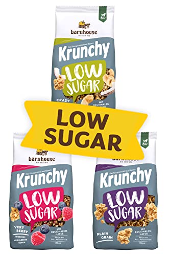 Barnhouse Krunchy Kennenlernpaket Low Sugar, zuckerarmes Bio Hafer-Knuspermüsli aus Bayern