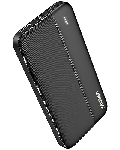 Power Bank 10000mAh, GREPRO Externer Handyakkus, Power Bank Klein Aber Stark mit Type-c + Micro Eingängen Ports und USB-C + 2 USB Ausgängen Ports für Smartphones,Tablets