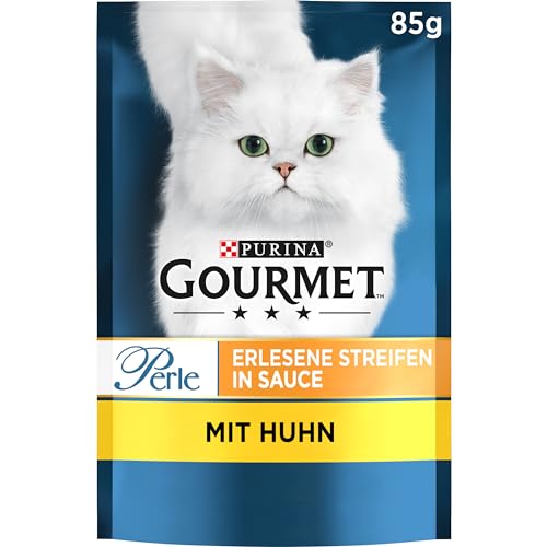 Gourmet Perle Erlesene Streifen Katzenfutter nass, mit Huhn, 26er Pack (26 x 85g)