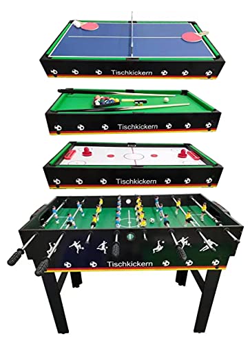 Izzy Multifunktionstisch 4 in 1, mit Zubehör, Tischfußball, Billardtisch, Tischtennis, Speed-Hockey, Billard und Ping-Pong - (123L x 82,5B x 57,8H cm)