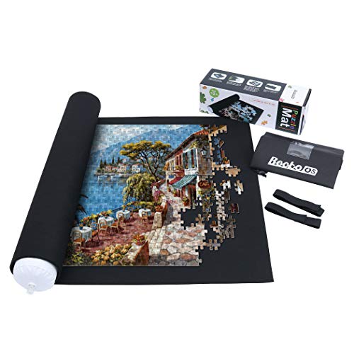 Becko Puzzle Roll Jigsaw Aufbewahrungsfilzmatte Puzzle-Speichersystem Puzzleunterlage Puzzlematte Jigroll bis zu 1500 Stück umweltfreundliches Material für Jigsaw Puzzle Player Box mit Kordelzug